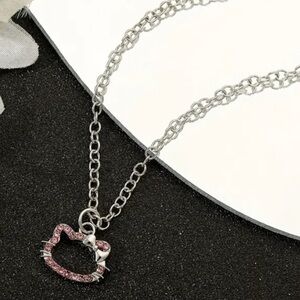 NWT Hello Kitty Necklace, Pink Crystal Kitty